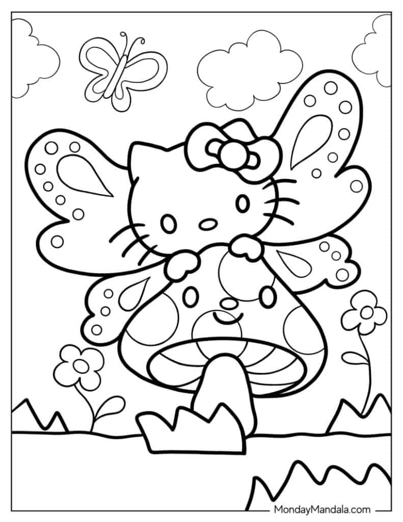 Hello kitty coloring pages free pdf printables