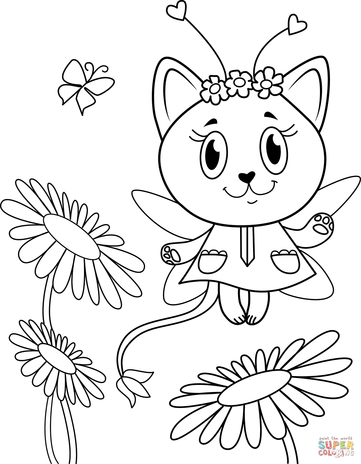 Kitty fairy coloring page free printable coloring pages