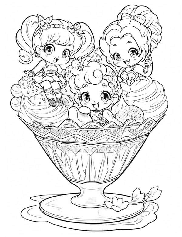 Yummy ice cream coloring pages for kids and adults