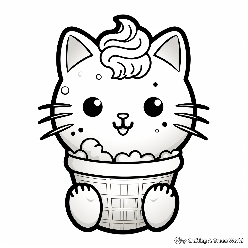 Cats and ice cream coloring pages