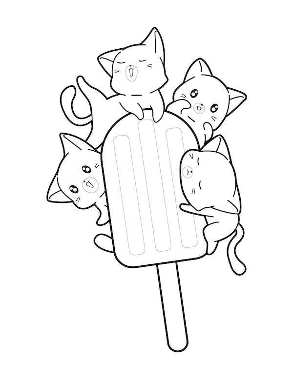 Cute cat coloring pages for kids and adults