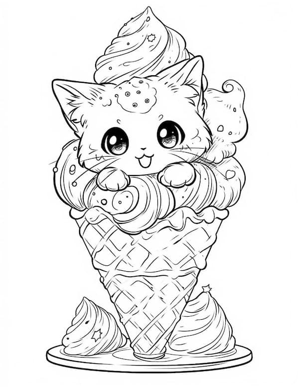 Yummy ice cream coloring pages for kids and adults