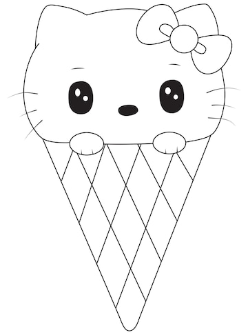 Premium vector hello kitty ice cream line art vector sketch