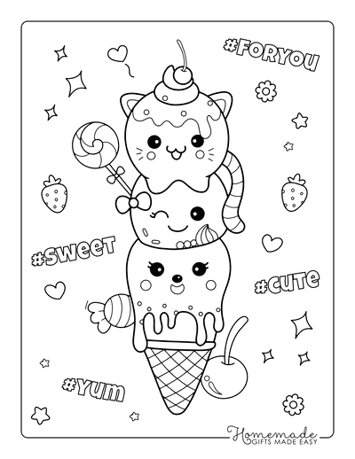 Ice cream coloring pages for kids adults