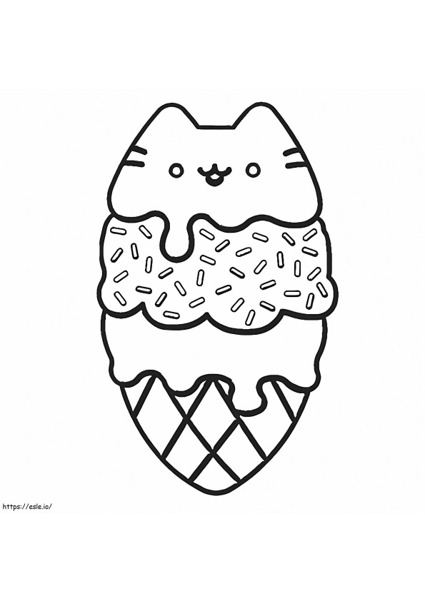 Pusheen ice cream coloring page