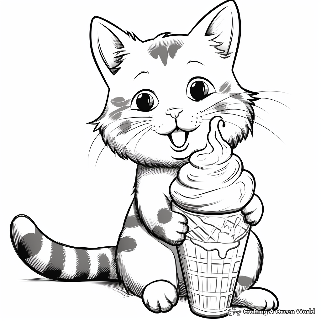 Cats and ice cream coloring pages