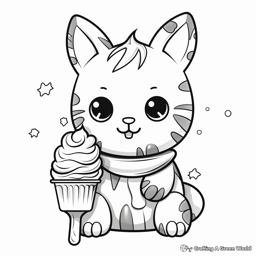 Cats and ice cream coloring pages