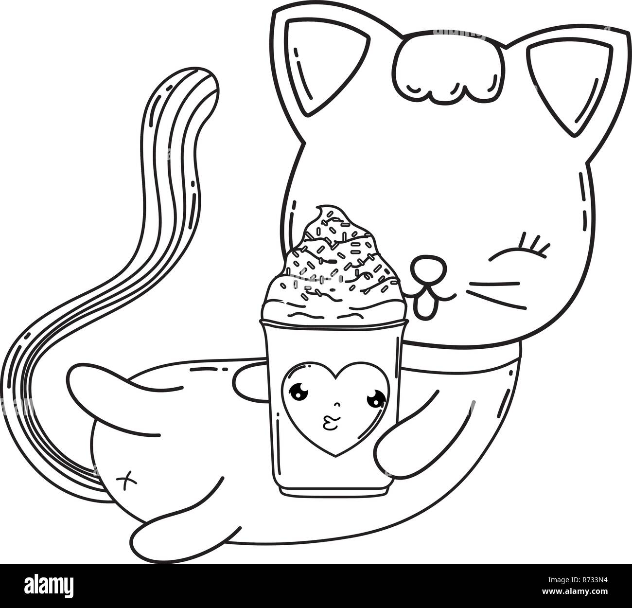 Cute cat with ice cream stock vector image art