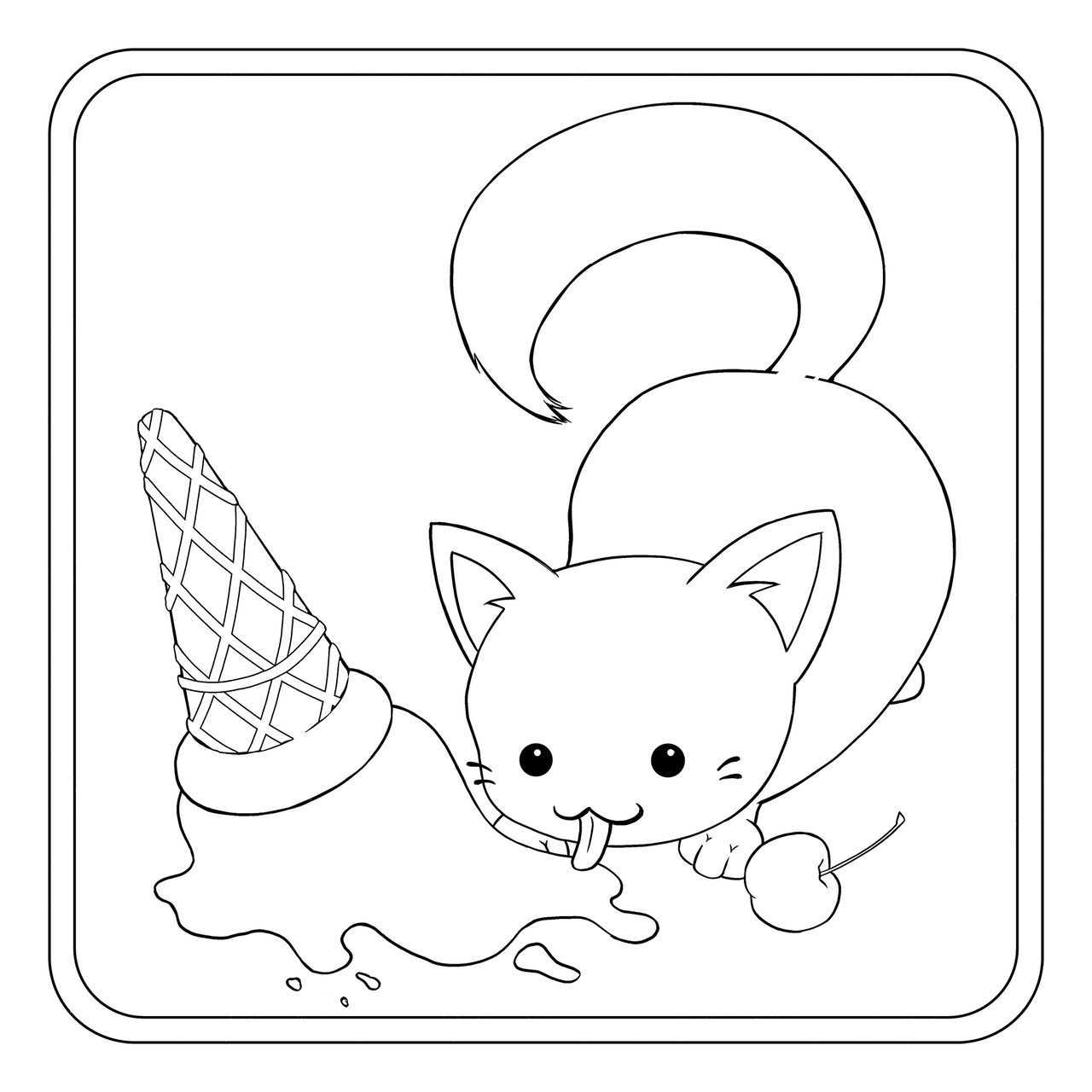 Ice cream kitty lineart by miraemar on