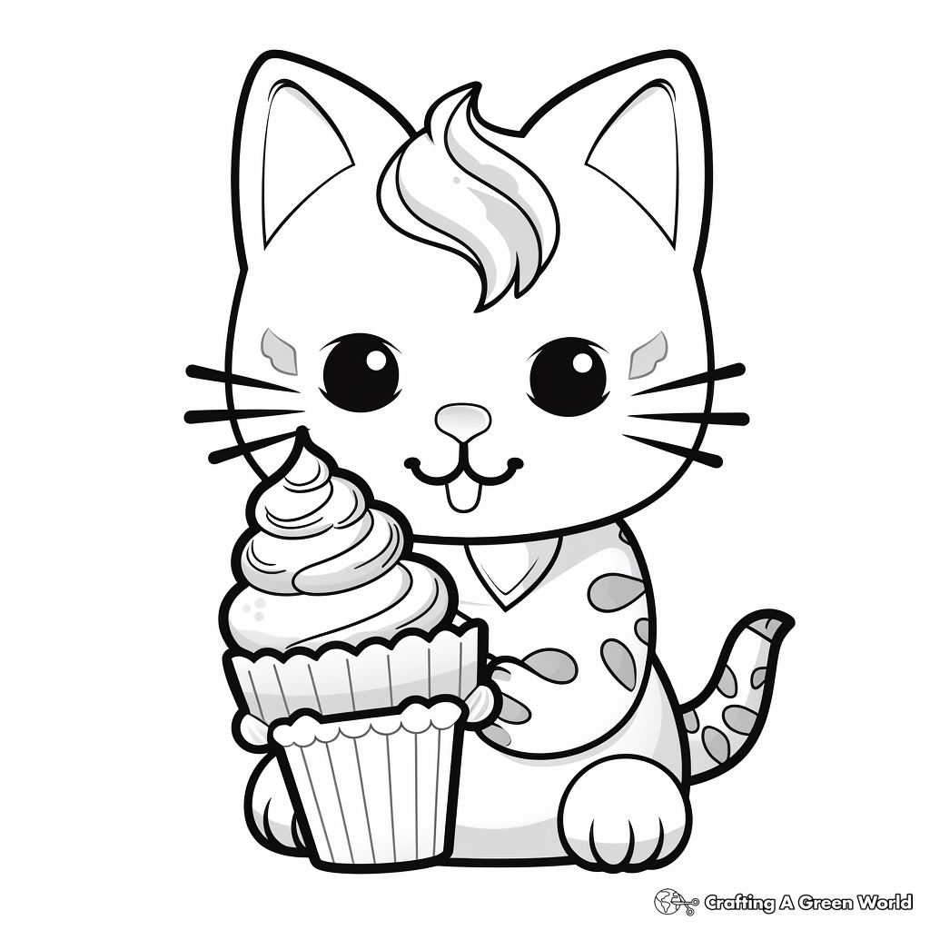 Cats and ice cream coloring pages