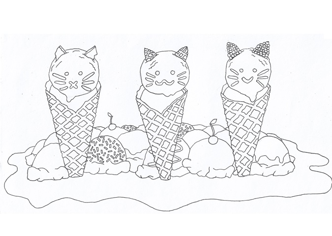 Kitty cones colouring sheet