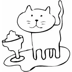 Cat with ice cream coloring sheet