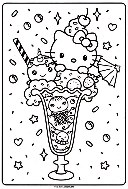 Hello kitty kitty sundae coloring page sanriobendon