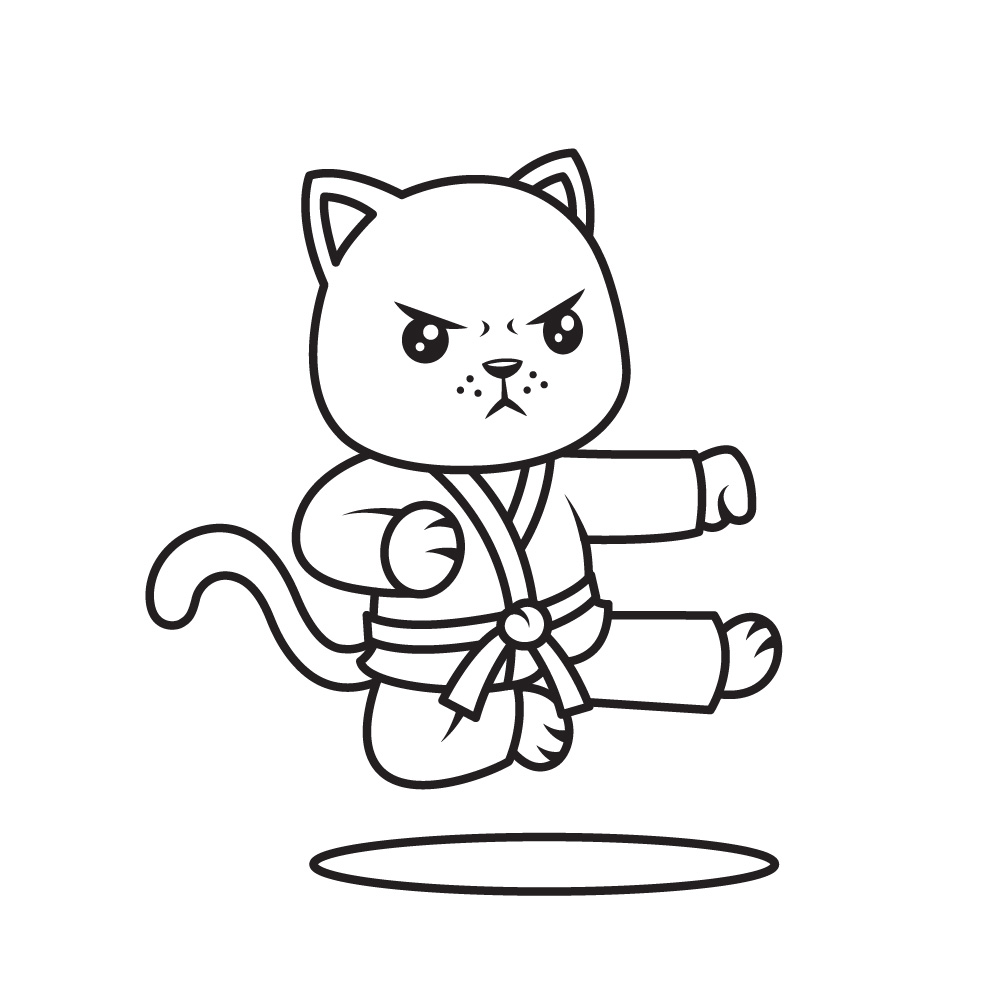 Karate cat coloring page royalty free stock svg vector and clip art