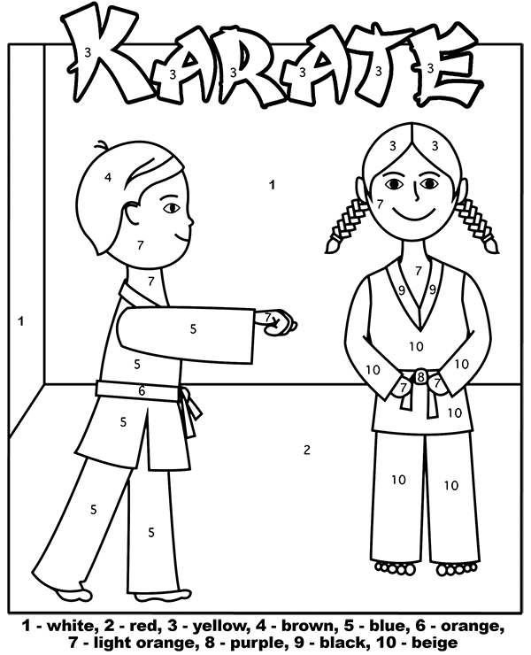 Karate kids color by number