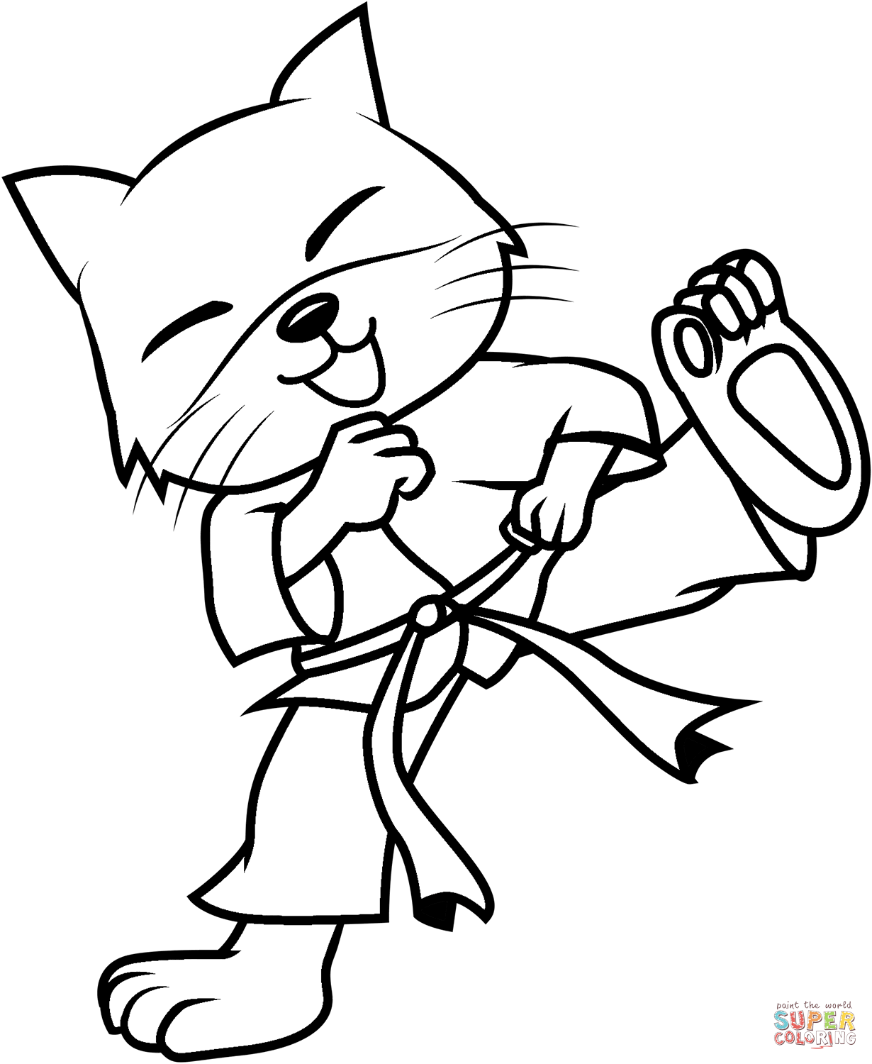 Karate kitty coloring page free printable coloring pages