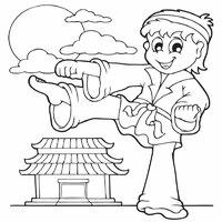 Boy practicing karate coloring pages