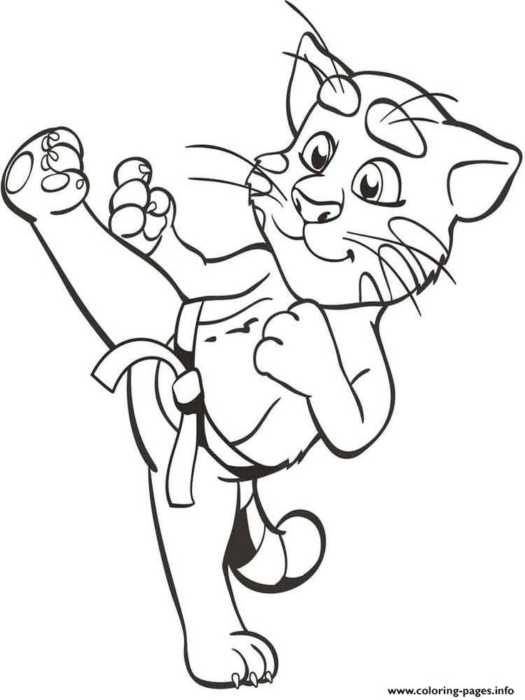 Talking tom karate sport coloring page printable cat coloring page coloring pages animal coloring pages