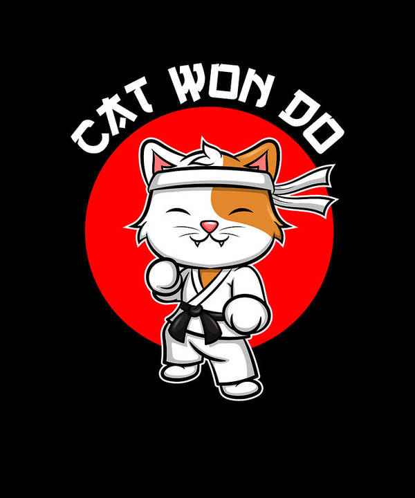 Cat wan do karate taekwondo cat for a martial arts fighter poster by tom publishing