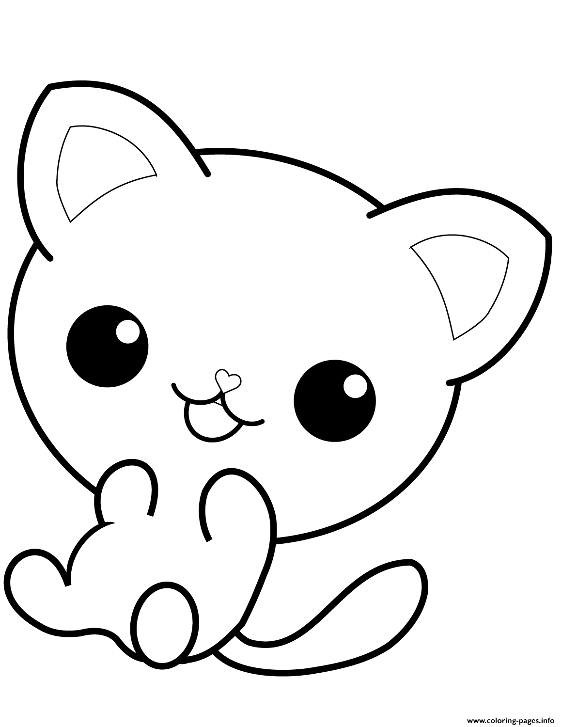 Kawaii kitty cat coloring page printable