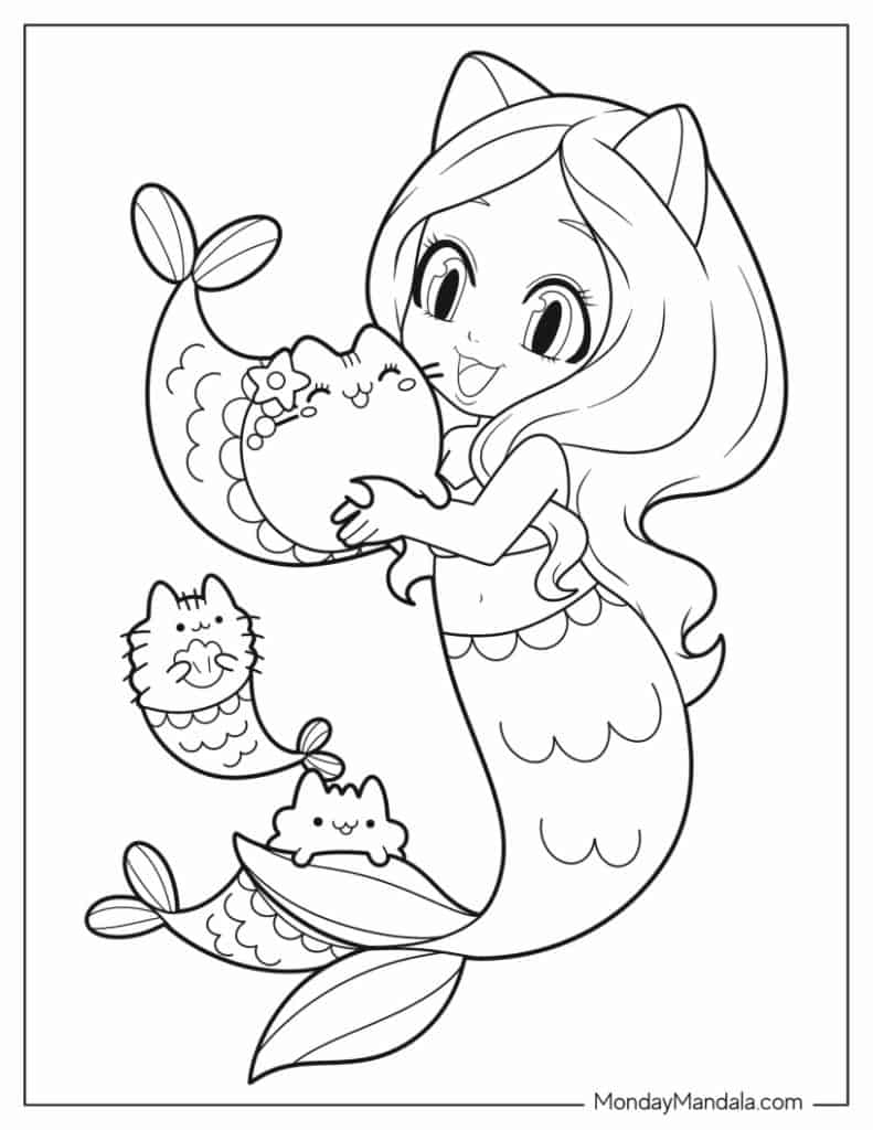 Mermaid coloring pages free pdf printables