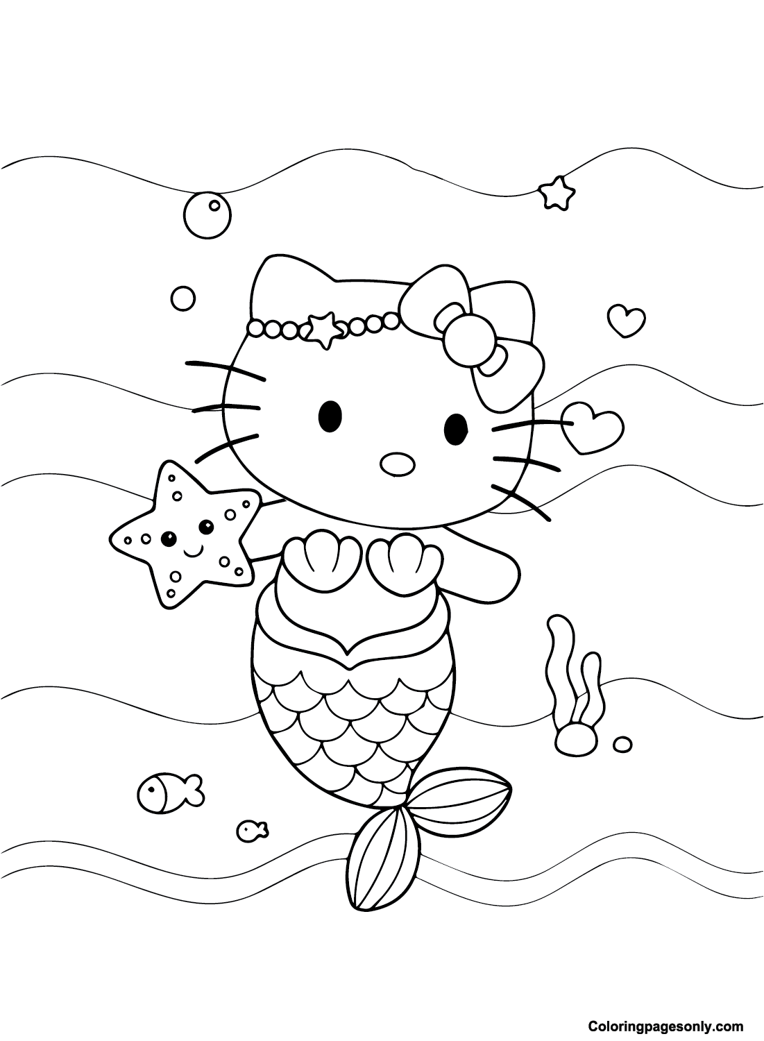 Hello kitty mermaid coloring pages printable for free download