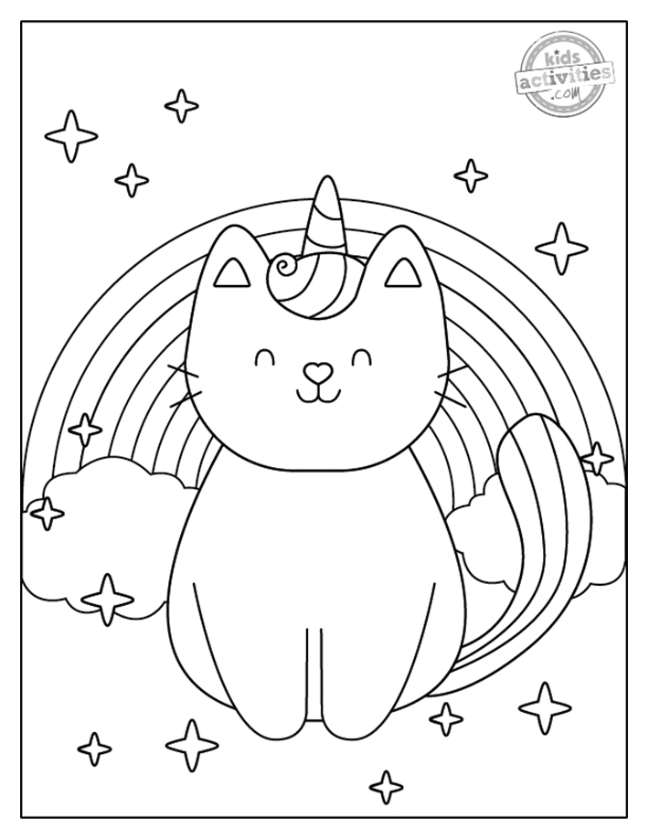Charming magic cute printable unicorn cat coloring pages kids activities blog