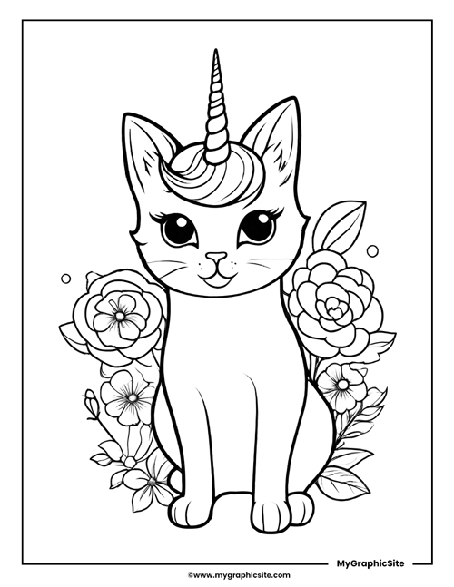 Printable unicorn kitty coloring pages magical unicorn cats pdf