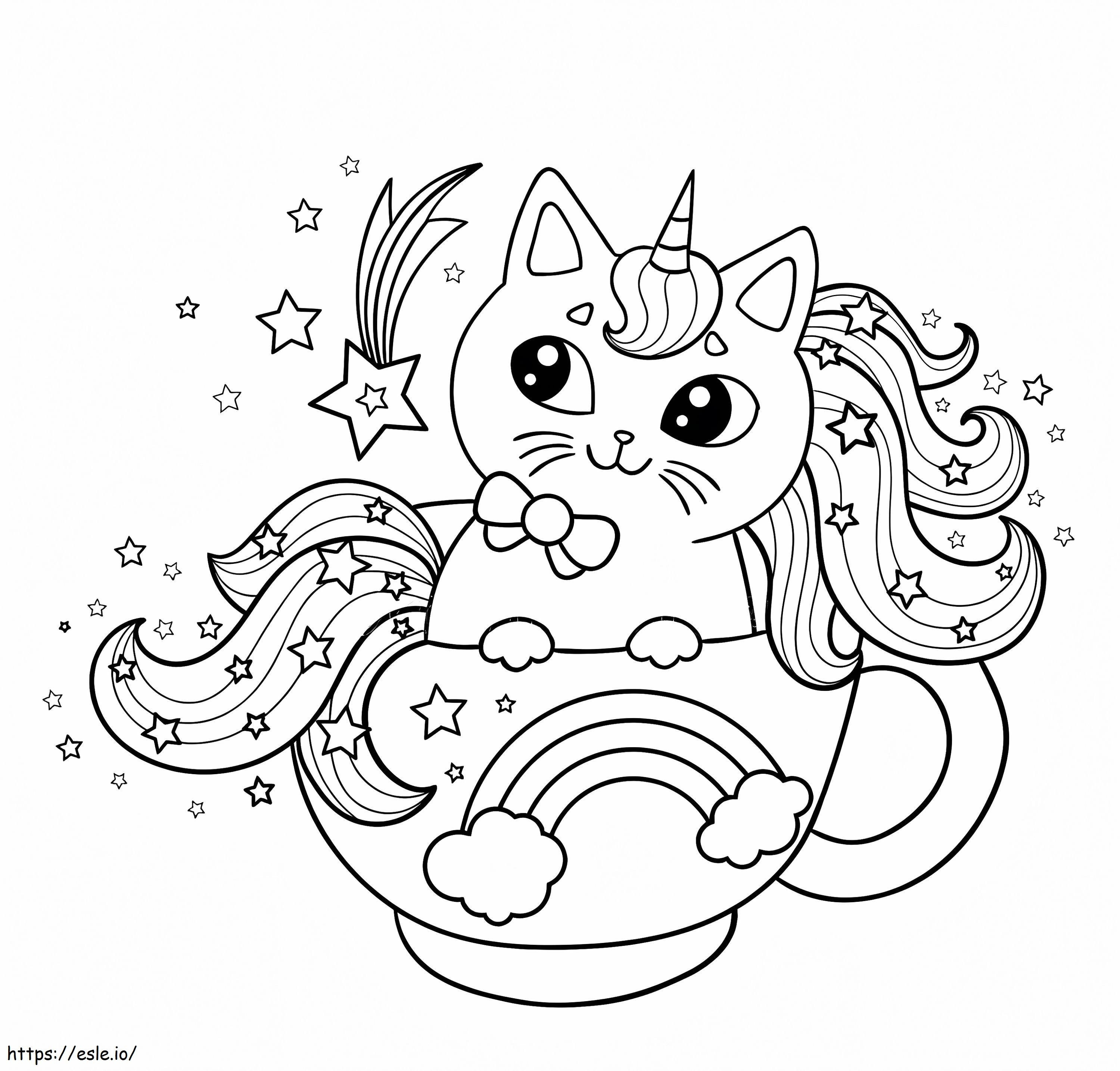 Printable unicorn cat coloring page