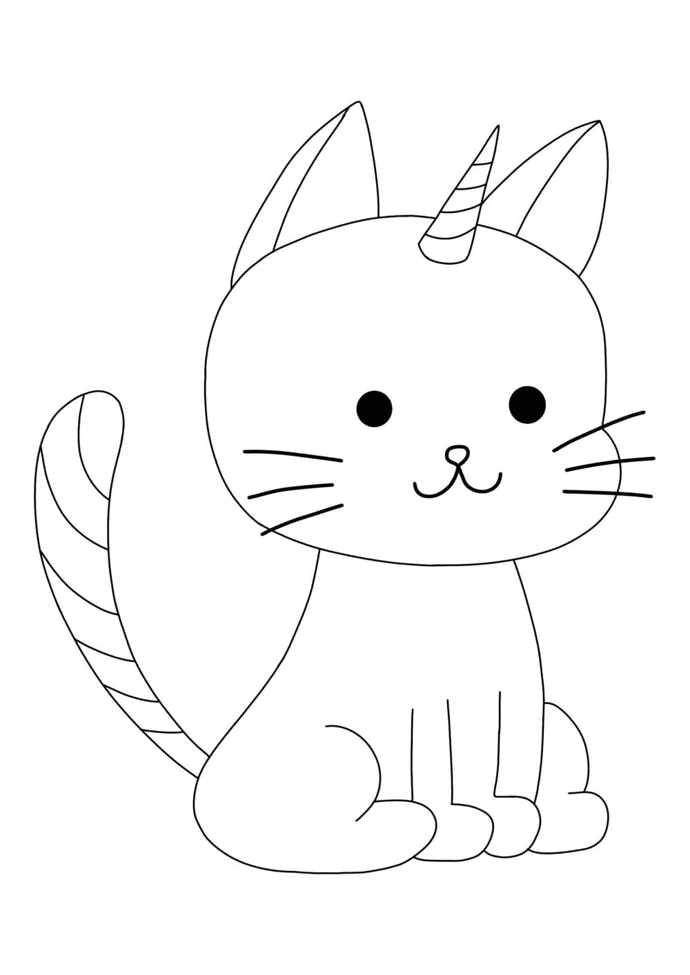 Easy cute unicorn cat coloring pages