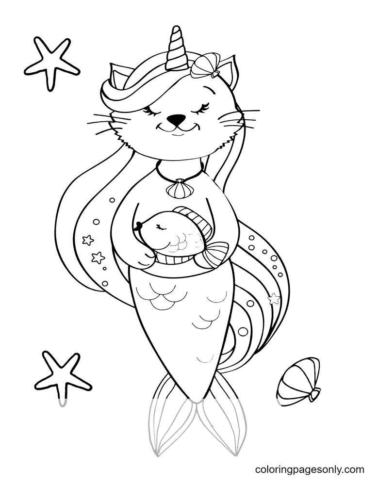 Unicorn cat coloring pages printable for free download