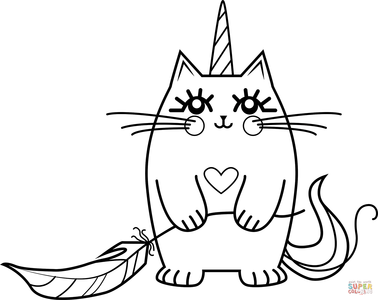 Cat unicorn coloring page free printable coloring pages