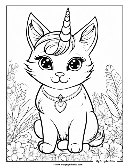 Printable unicorn kitty coloring pages magical unicorn cats pdf