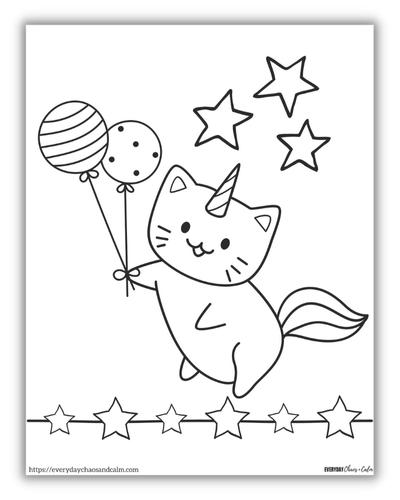 Unicorn cat coloring pages free printable pdf download