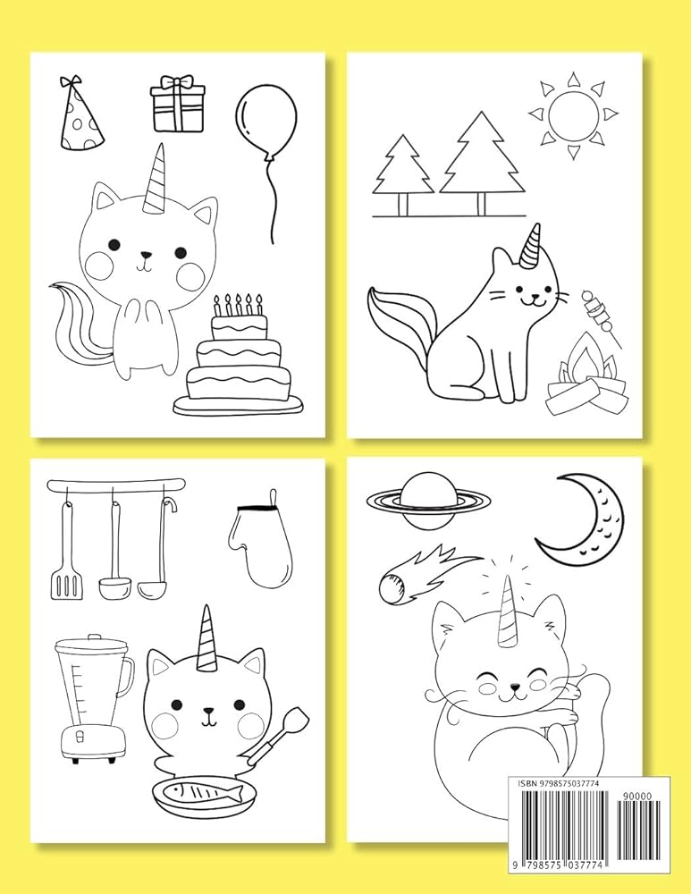 Cute caticorns coloring book kittycorn coloring book for kids ages