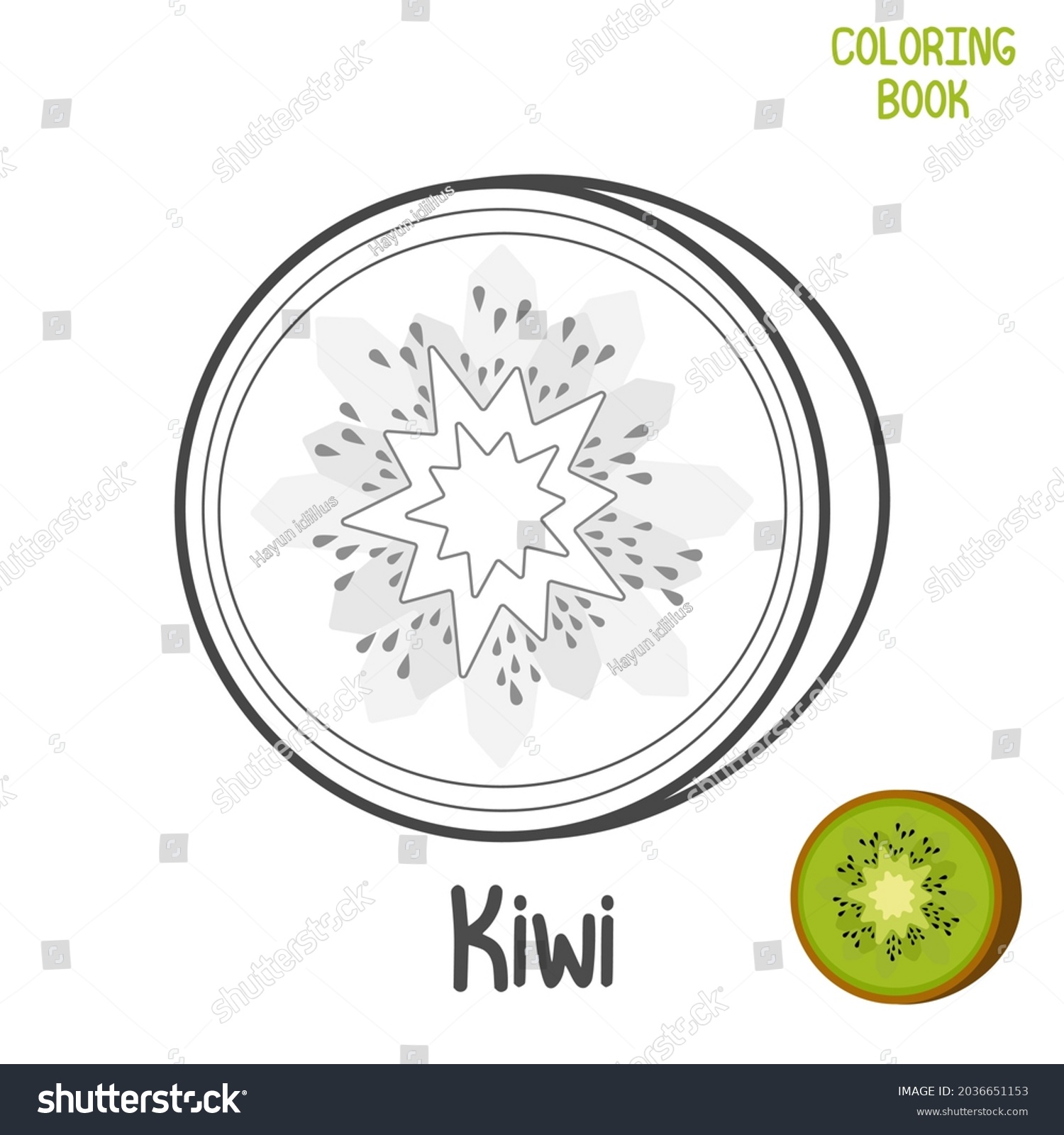 Coloring book kiwi fruit vector illustration stock vector royalty free