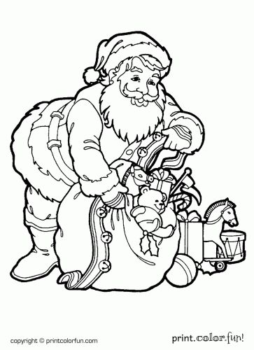 Santa with a sack of toys printable coloring page free christmas coloring pages santa coloring pages christmas coloring books