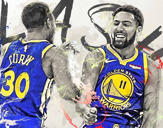 Steph curry klay thompson poster golden state warriors wall art sports art print basketball poster kids decor man cave gift modern