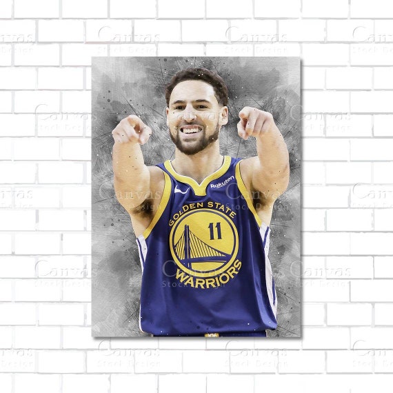 Klay thompson gs warriors poster canvas frame kids wall decor basketball fan man cave gift for him hersports canvas wall art