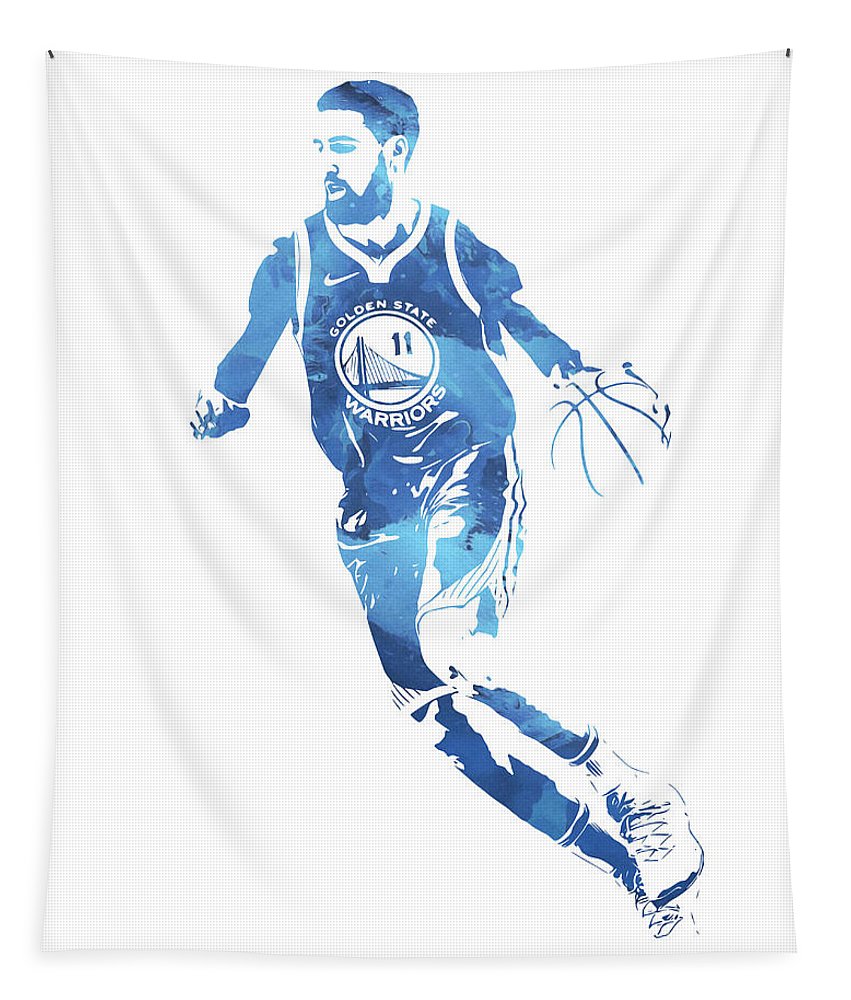 Klay thompson golden state warriors watercolor strokes pixel art tapestry by joe hamilton