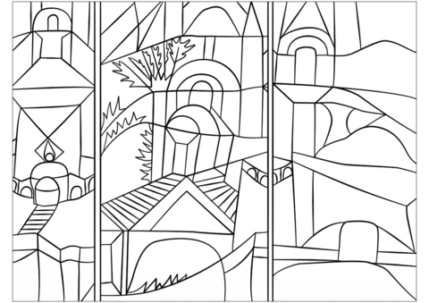 Temple garden by paul klee coloring page free printable coloring pages