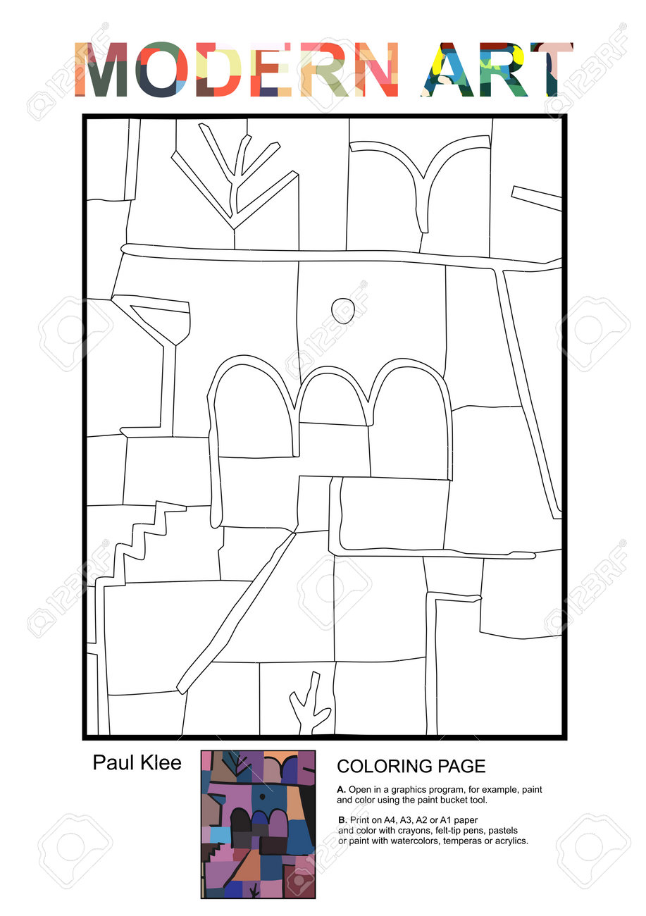 Modern art paul klee coloring page stock photo picture and royalty free image image