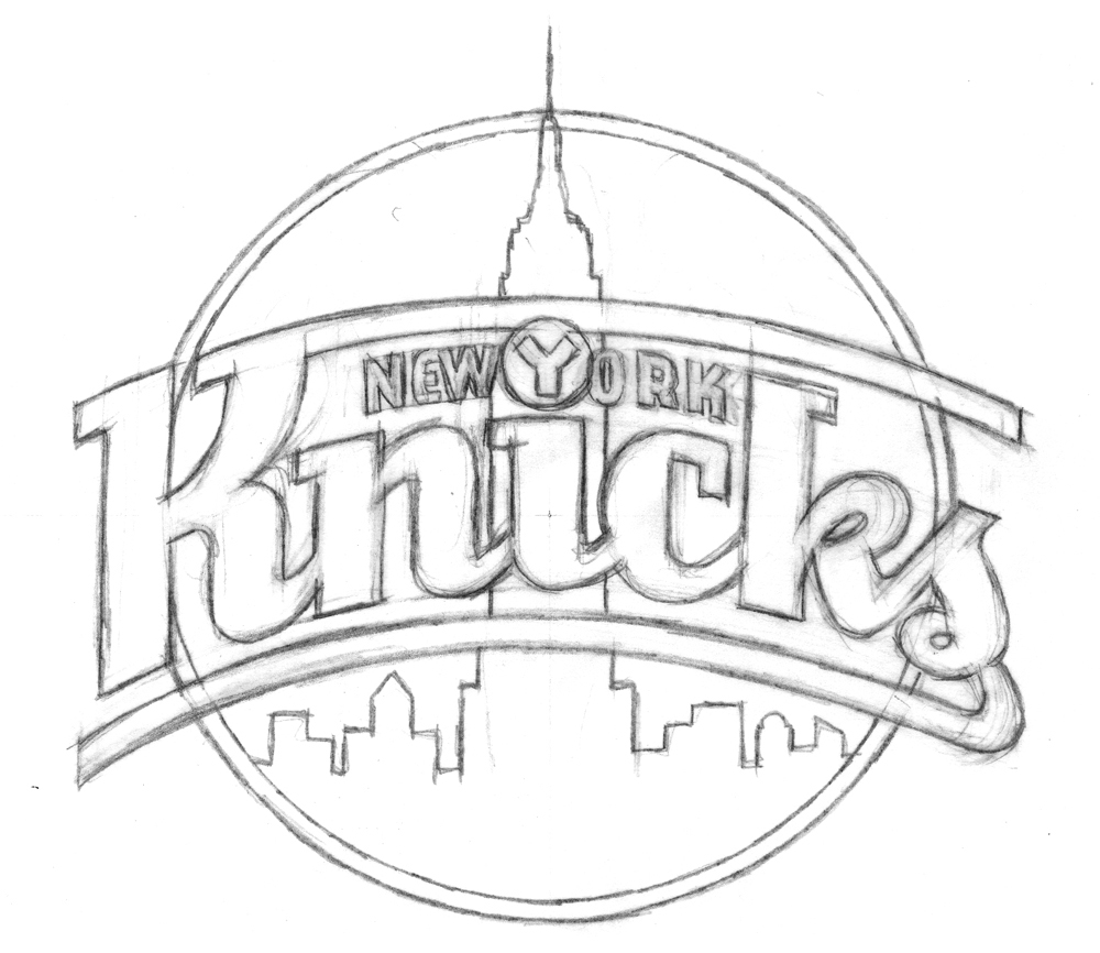 Behind the knicks logo with michael doret