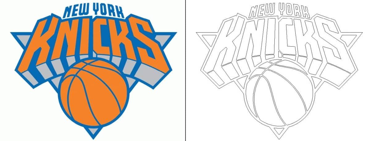 New york knicks logo with a sample coloring page