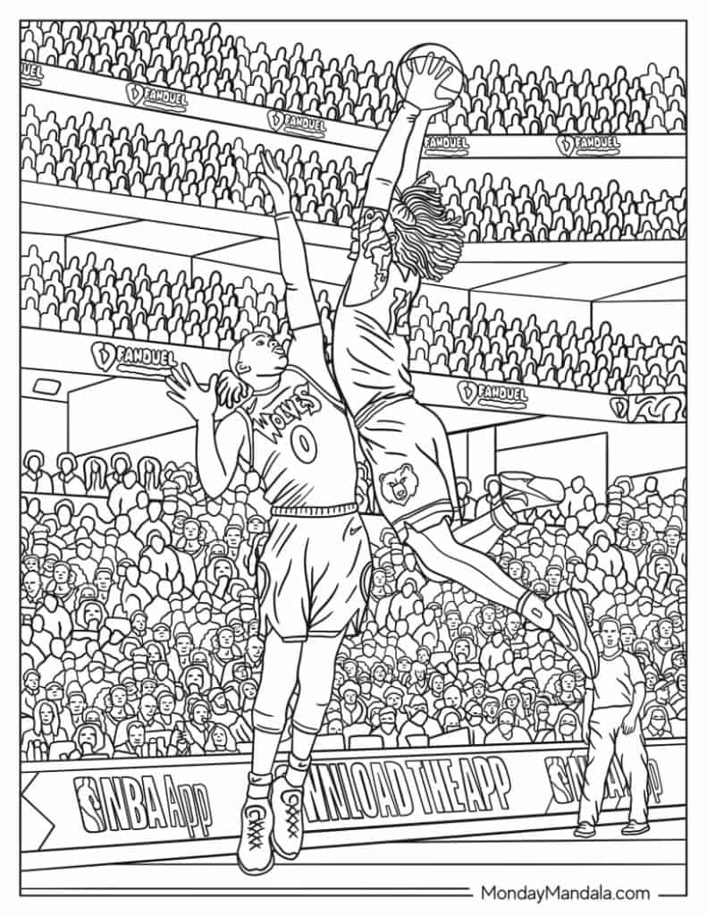 Nba basketball coloring pages free pdf printables
