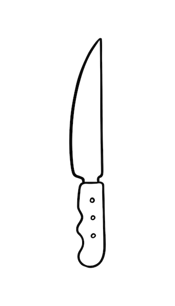 Premium vector knife with handle kitchen cooking tool slicing doodle line cartoon coloring