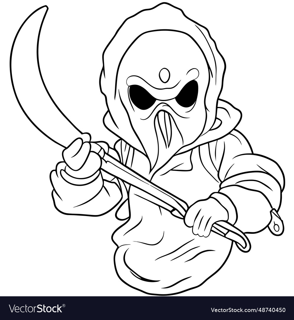 Ghost with knife coloring page royalty free vector image