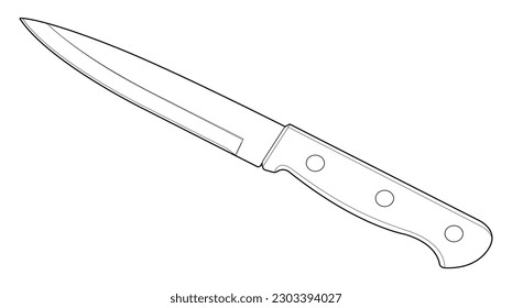 Coloring page kitchen knife wooden handle stock vector royalty free