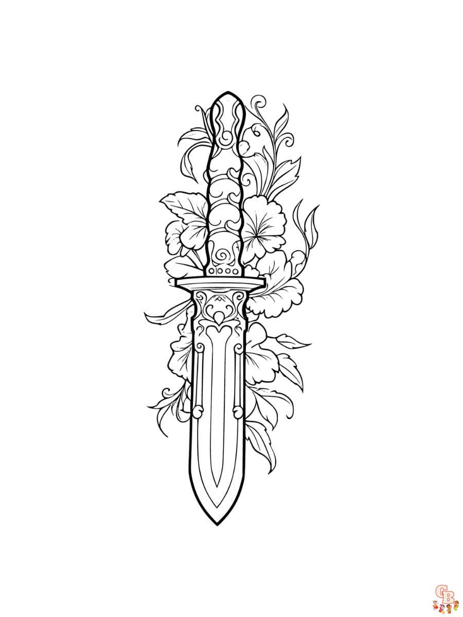 Printable knife coloring pages free for kids and adults