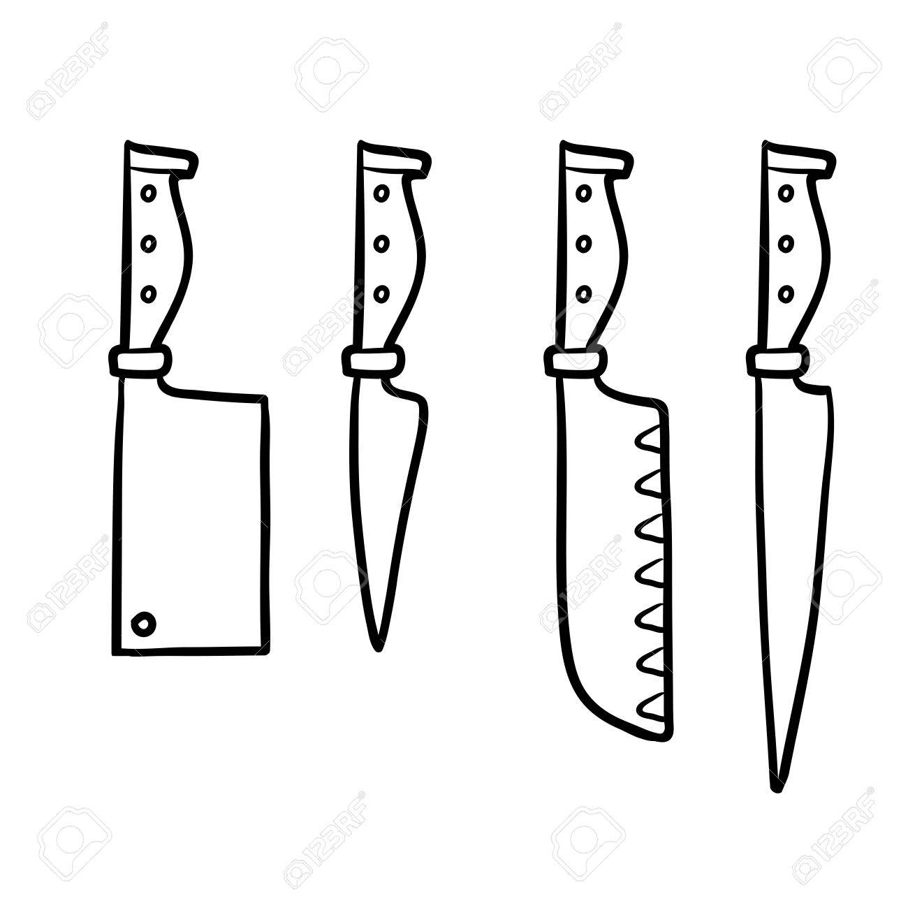 Coloring book for children set of knives royalty free svg cliparts vectors and stock illustration image